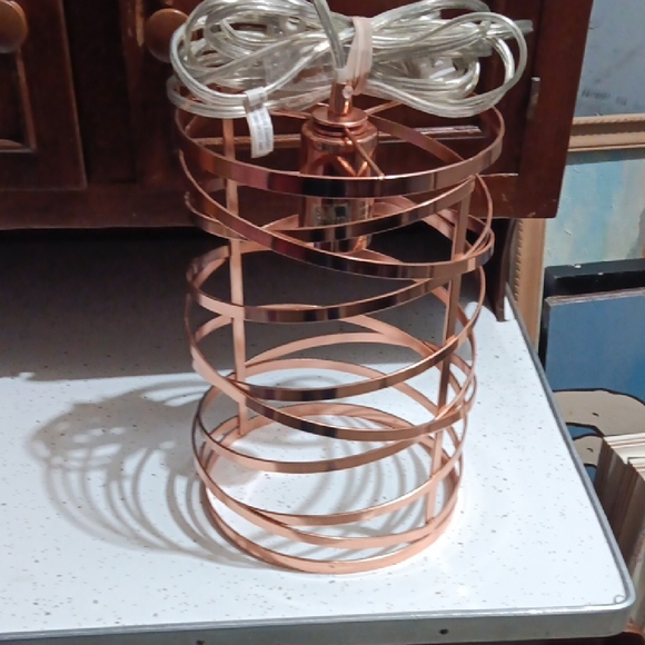 none Other - Copper Spiral Cage Pendant Lamp | Modern Metallic Accent